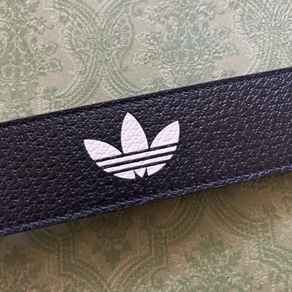 NWT Gucci x Adidas GG Marmont Leather Belt Black/White 85/34 Italy 406831 main image 7